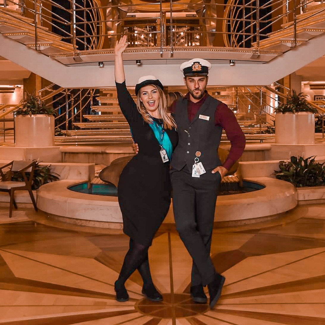 Lucy with a fellow crew member onboard